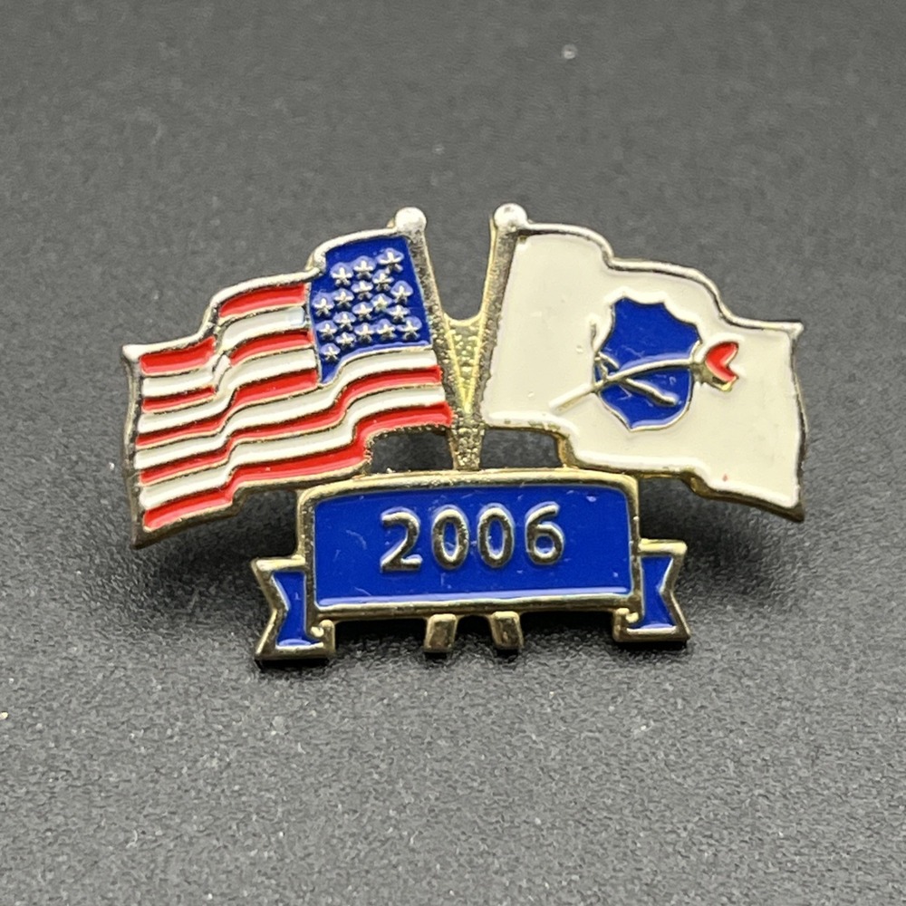 2006 National Law Enforcement Memorial Dual Flags Lapel Hat Pin
